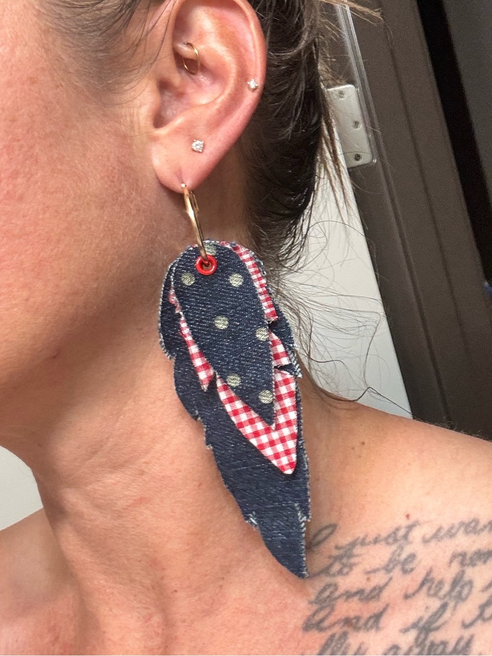 Denim & Cloth Feather Earrings